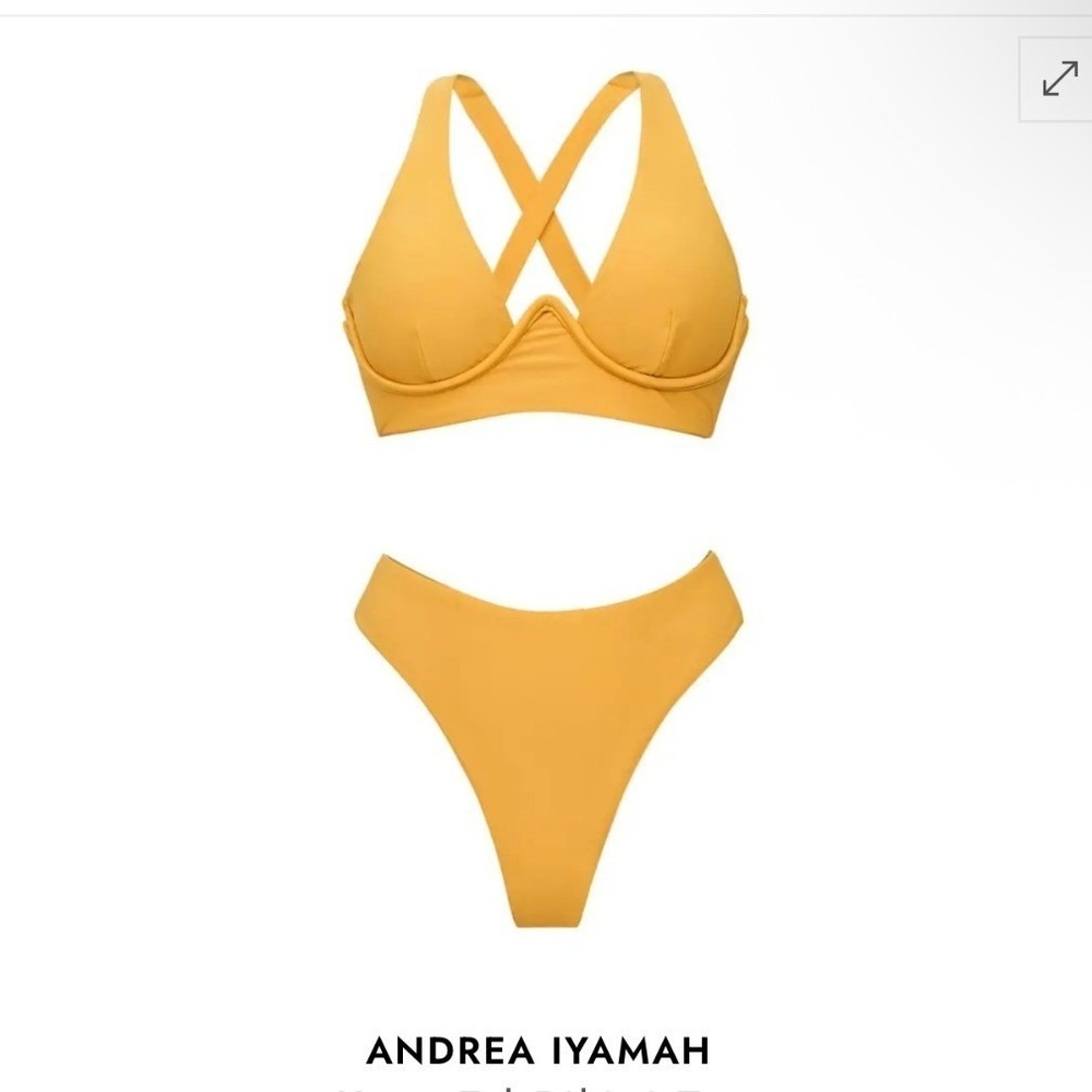 Andrea Iyamah Kasa Bikini Set Sand Yellow Underwire Top M High Waist Bottom M - Picture 6 of 13